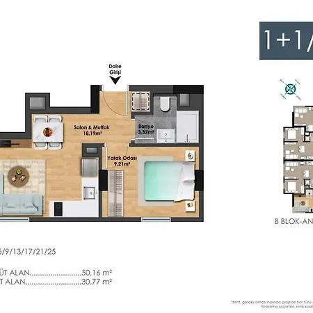 New Bright Corner 1 Bedroom W Parking #17b Lejlighed Istanbul